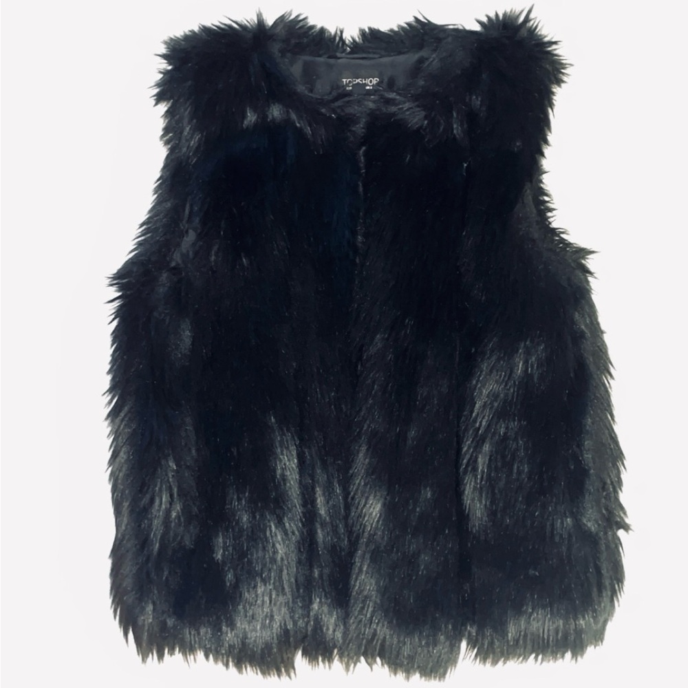 Nordstrom Topshop Black Faux Fur Vest